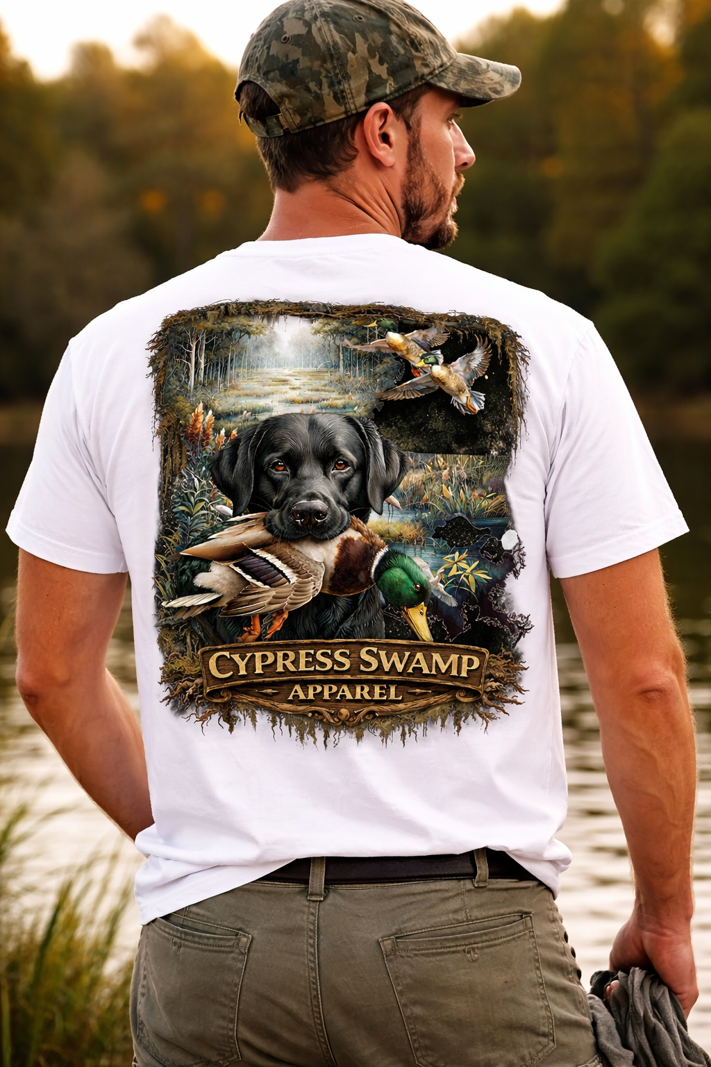 New Design Louisiana State print with black lab