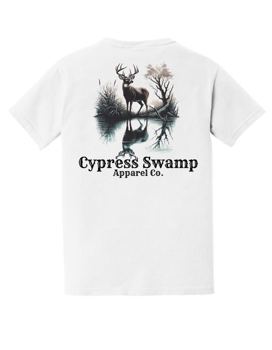 Cypress Swamps Deer over The Water